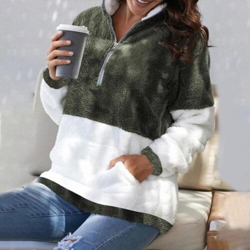 Women Sweatshirts Long Sleeve Quick Drying Casual Stylish Patchwork Warm Loose Hooded Anti-shrink All Match Tops Winter Autumn