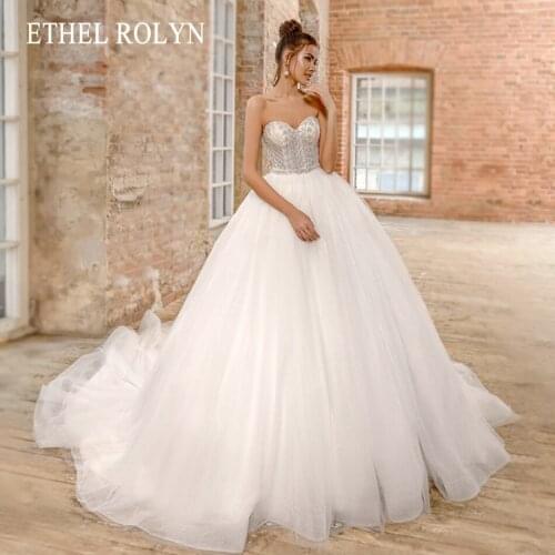 ETHEL ROLYN Ball Gown Wedding Dress 2021 Beaded Crystal Sweetheart Lace Up Princess Sleeveless Bridal Dresses Vestido De Novia