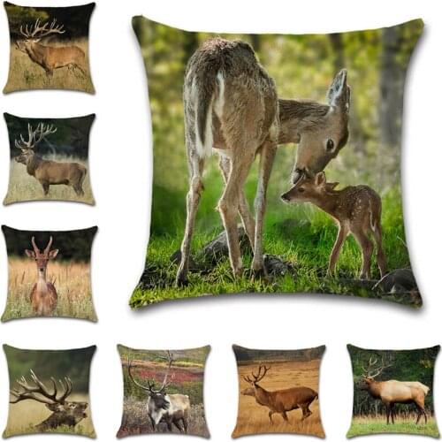Animals Elk Deer Print Cushion Cover Decorative for Home sofa chair car seat friend kids bedroom gift pillowcase