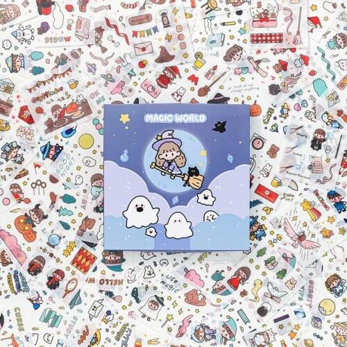 100PCS/set Fairy Magic Castle Daily Waterproof Stickers Scrapbooking DIY Bullet Journal Diary Stationery Sticker Gift for Girls