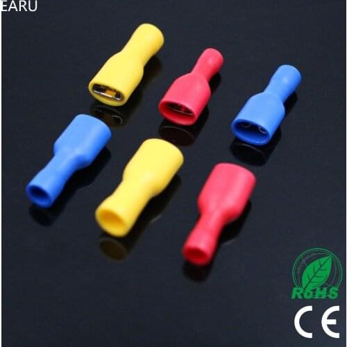 20pcs Insulated Splice Wire Cable Connector 6.3mm Crimp Electrical Terminals Red Blue Yellow Kit FDFD 1.25-250 2.5-250 5-250