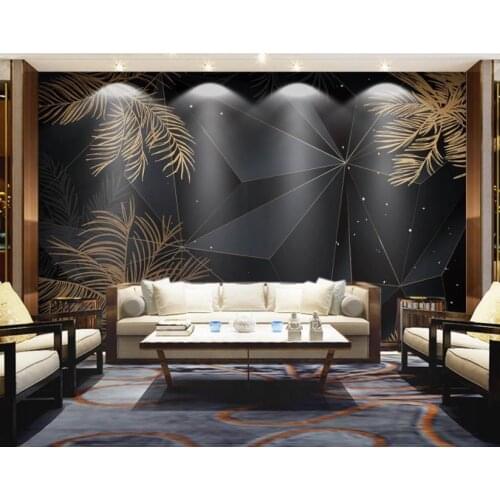 3d mural wallpapaer Simple abstraction 3D photo wallpapers for kitchen Living room bedroom Golden leaves 3D Background wall