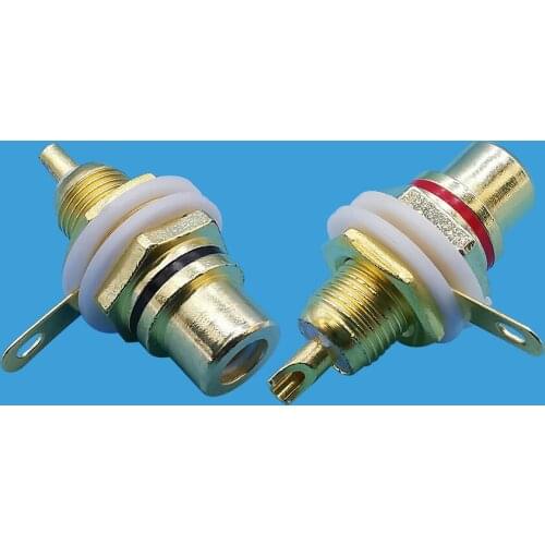 4Pcs Gold Plated RCA Female Jack Panel Mount Chassis AV Audio Socket Plug Bulkhead Amplifier Terminal Soldering Connector