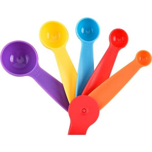 5pcs/Set Plastic Colorful Kitchen Measuring Tools Measuring Cup Set Measuring Spoon Kit Multifunction Adjustable Baking Tools