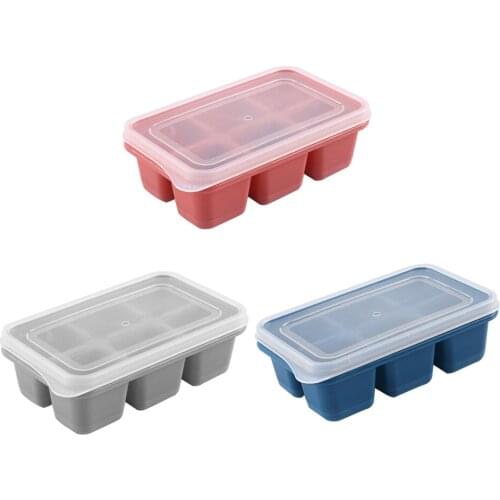 6 Lattice Silicone Ice Tray Molds with Soft Bottom and Easy Clean Ice Cream Tray with Lid for Beverage Kitchen Supplies