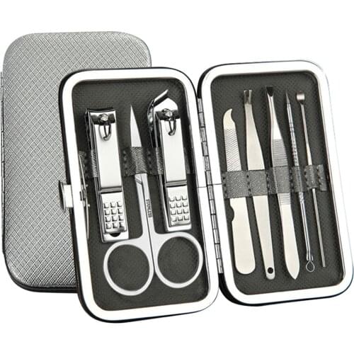 8pcs Nail Clip Set Stainless Steel Nail Scissors Clipper Cutter Trimmer Manicure Fingernail Toenail NIN668