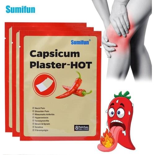 Sumifun 8Pcs Capsicum Plaster-Hot Herbal Medical Patch Balm Plaster Knee Joint Shoulder Muscle Pain Stickers Health Care K01501