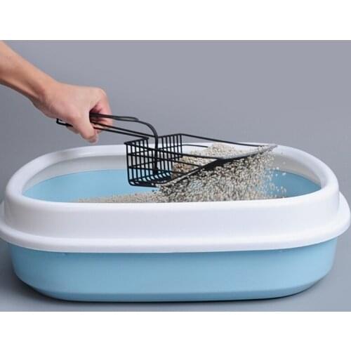 B2QB Metal Litter Scoop for Kitten Stainless Steel Kitten Sand Cleaning Supplies with Handle Durable Pet Supplies