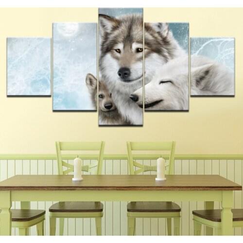 The white mother Wilk and two little Wilk 5 piece Wallpapers modern Modular Poster art Canvas painting Living Room Home Decor