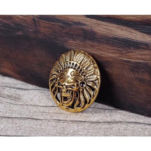 10PC 31*31MM ANTIQUE BRASS SOUTHWEST SKULL INDIAN HEAD LEATHERCRAFT BELT DECOR CONCHOS FOR LEATHER HANDBAG WALLET