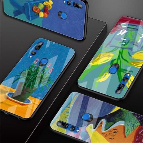 David Hockney oil painting Tempered Glass Phone Case For Huawei honor 8X 9 10i 20i 20Lite 20Pro 30 Pro Cover Shell