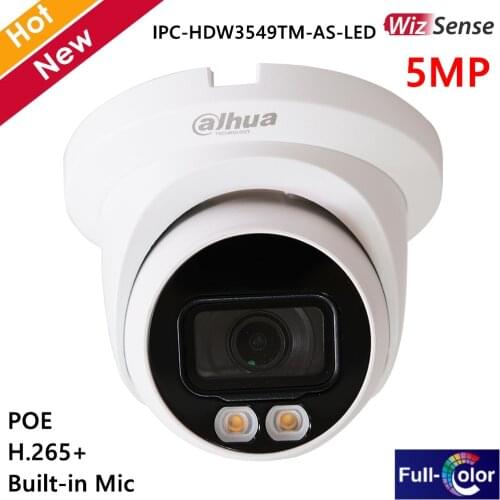 Dahua 5MP Full-color Fixed-focal Warm LED Eyeball WizSense Network IP Camera Built in MIC H.265+ WDR Support POE Security camera