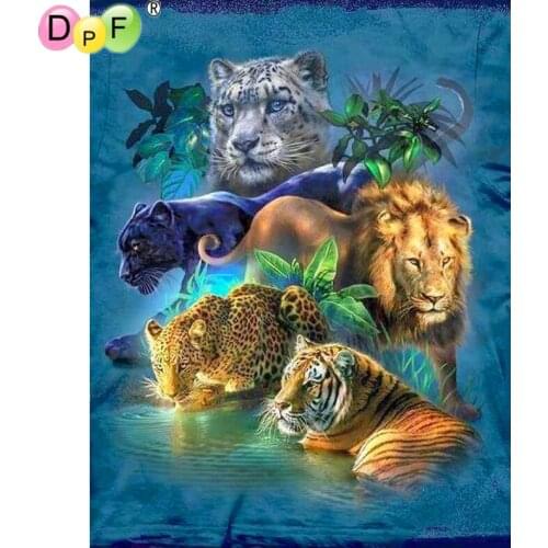 DPF Full Square Diamond 5D DIY Diamond Painting Tiger Lion Leopard 3D Embroidery Cross Stitch Rhinestone Mosaic Painting Decor