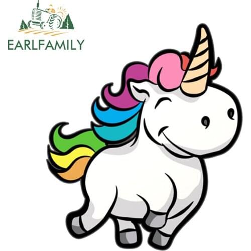 EARLFAMILY 13cm x 11.5cm for Unicorn Motorcycle Car Stickers Car Refrigerators Decal Campervan Funny Anime Vinyl Material Decor