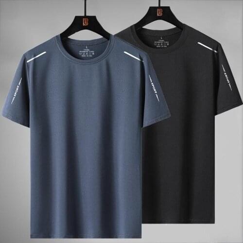 T-shirt Men 5XL Ice Silk Short Sleeve T-shirts Mens Stretch Fitness Clothes Top Youth Casual Mesh Printing Quick Dry T Shirt