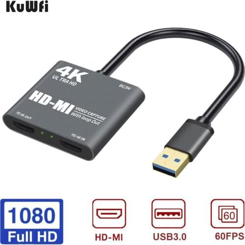 4K HD-MI Game Capture Card HD-MI to USB3.0 Video Audio Capture Full HD1080p Record for Streaming Teaching Meeting Live Broadcast