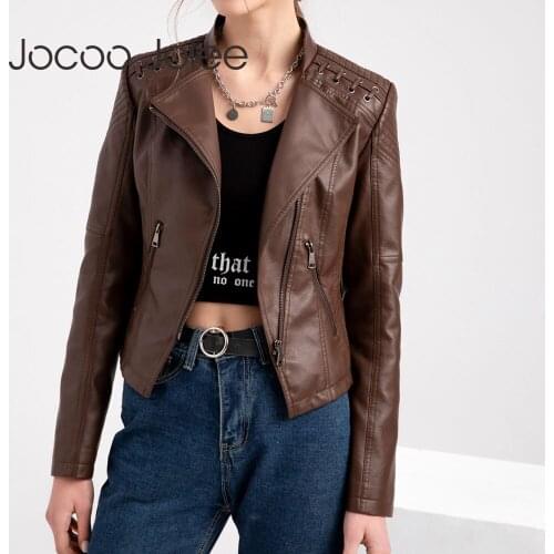 Women Faux Leather Jacket Casual Pu Loose Motorcycle Coat Female Streetwear Oversized Coat Korean Chic Long Sleeve Solid Zipper