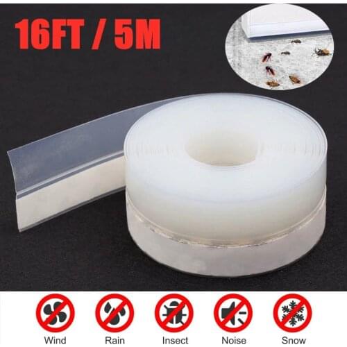 5M Door Bottom Seal Strip Weather Window Silicone Seal Weatherstrip Windproof Dust Self Adhesive Door Windshield Sealing Tape