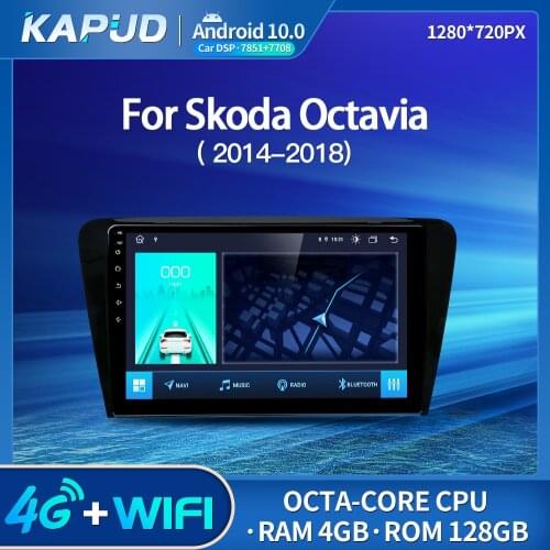 Kapud Android 10.0 Auto Radio 10" Car Multimedia Player Stereo For Skoda Octavia 2014-2018 A7 2.5D Wifi GPS Navigation