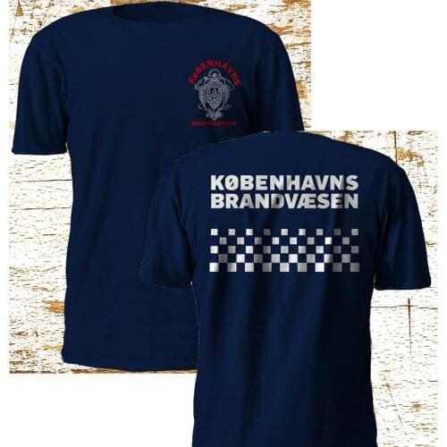 New Summer Casual Men Cotton T-shirt New DENMARK Firefighter Fire Department Kobenhavns Brandvaesen Navy TSHirt Tees Tops