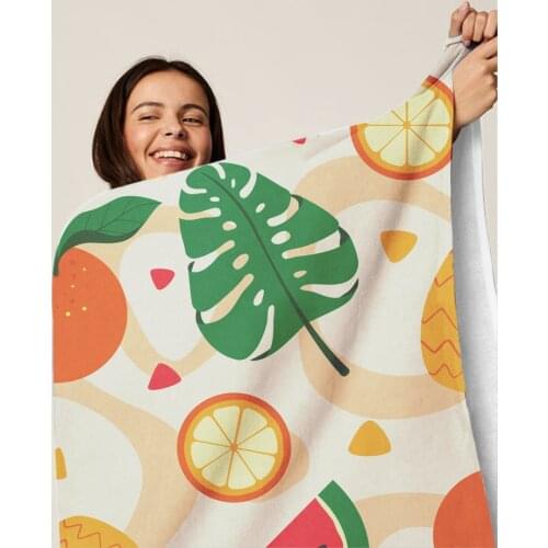 New Tropical Fruit Lemon Bath Towel Microfiber Quick Dry Beach Towel Rectangular Picnic Mat Yoga Color Mat Blank Napkin 70x140cm