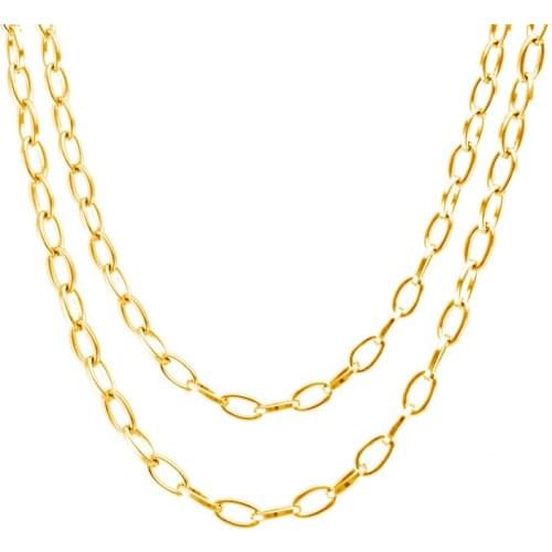 Stainless steel women choker necklace jewelry flat wire 4mm long oval ROLO O link egg Necklace Boho chain collares de moda