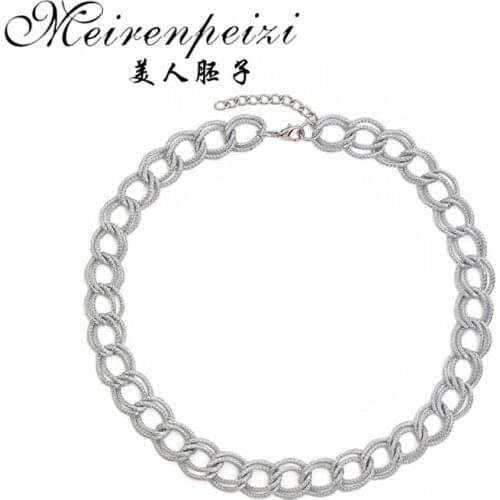 Hip Hop Choker Necklace Collar Punk Layered Big Thick Chain Necklace Women Chunky Statement Link Necklace Jewelry