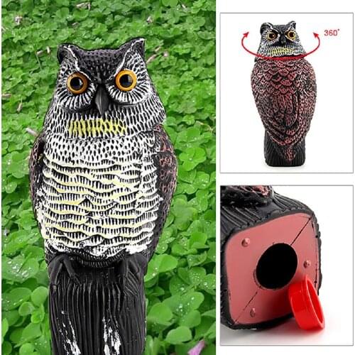 Fake Owl Decoy Ornaments Bird Scarer Wind Action Garden Rotating Head Yard Decor Scarecrow Pest Control Realistic Protection