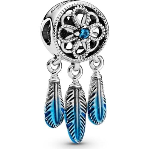 Fits Pandora Bracelet Blue Dreamcatcher Beads for Jewelry Making DIY Charms Original 925 Sterling Silver Jewelry Kralen 2021 New