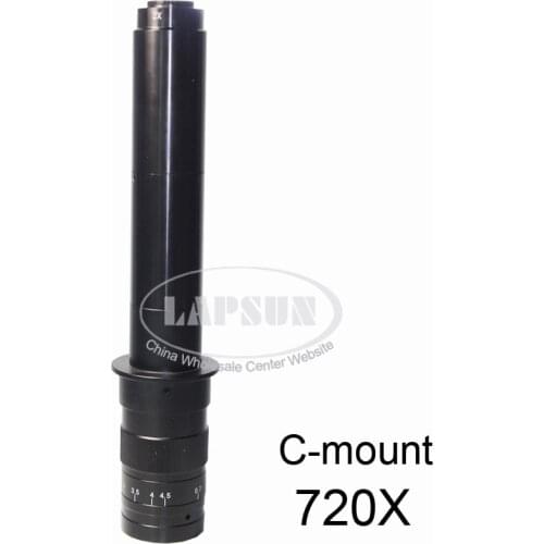 Adjustable High Quality 100X - 500X - 720X Zoom 25mm C-mount Glass Lens Adapter 4.5X for Industry Microscope Camera Magnifier
