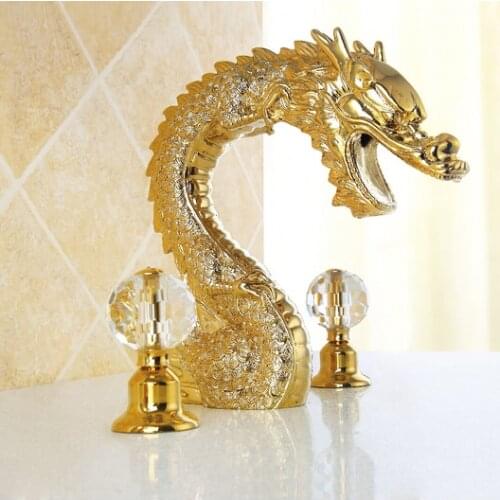 Luxury Brass Dragon Basin Faucet, Chrome Finishing Deck Mounted Artistic Tap, Free Shipping X9617B2