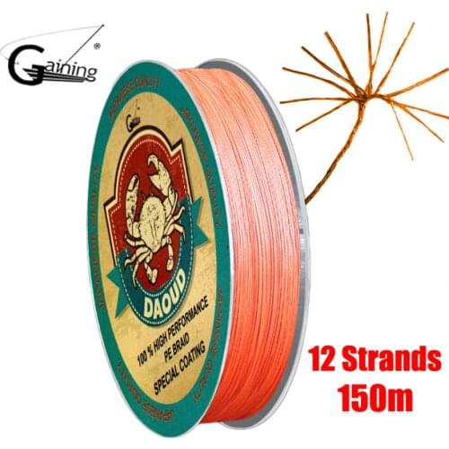 Daoud 12 Strands Fishing Line 150m PE Strong Multifilament Fish Line Super Power Abrasion Resistant Braid Fishing Line