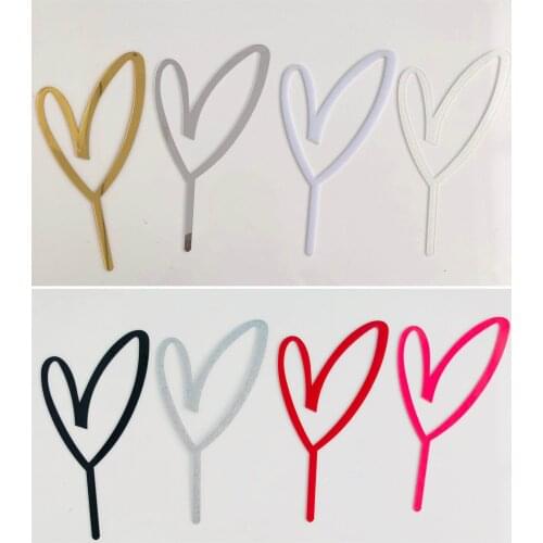 Happy Birthday Love Heart Flag Cake Topper Acrylic Gold Cake Top Flag Decoration for Birthday Party Wedding Supplies