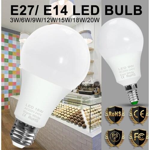 LED Spotlight E27 Light Bulb E14 Lamp 3W 6W 9W 12W 15W 18W 20W LED Bulb 220V Bombillas Home Chandeliers Energy Saving Lighting
