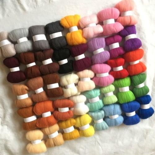 WFPFBEC 40colors wool for felting 5g/10g/20g/50g/100g/color wool needle felt wet felt fiber 70s