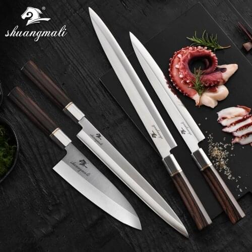 Japanese Salmon Filleting Combination Set 5CR15 Steel Chef Sushi Knives Set Cutting Fish Deba Sashimi Knife With Wood Handle