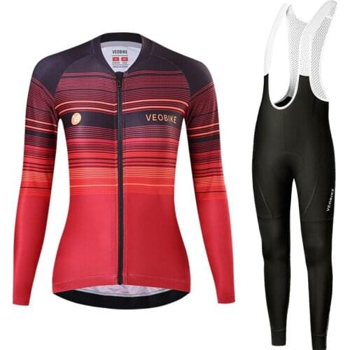 Women Sports Team Cycling Bib Shorts Jersey Set Road Bike Clothing Mtb Wear Ciclismo Bicycle Uniform Summer Long Sleeves 2021