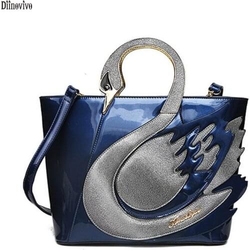 Diinovivo Swan Shape Hand Bags For Women 2021 New Luxury Handbags Tote Fashion Crossbody Bag Shoulder Vintage Bags Lady WHDV1702