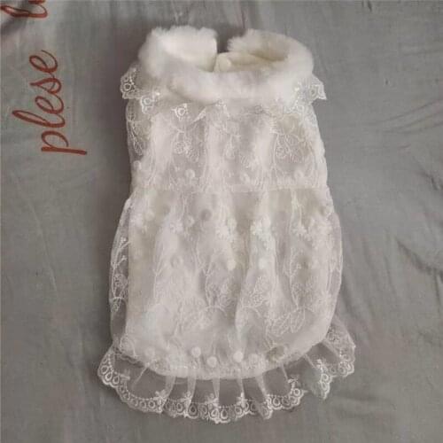 Winter Cat Dog Wedding Dress Dog Clothes Lace Skirt Chihuahua Yorkshire Pomeranian Poodle Corgi Pug French Bulldog Clothing