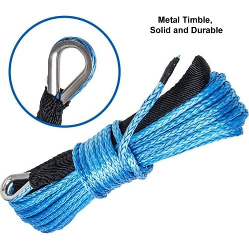 1pc 15M 10000LBS Car Auto Blue Synthetic Winch Rope Line Recovery Cable Sheath For 4WD ATV UTV Tool Parts Accessories