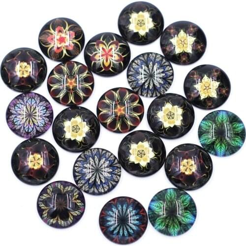 10PCS 18/20/25mm Flower Glass Cameos Cabochons Round Domes Flatback DIY Scrapbooking Handbag Handmade Crafts Decor Accessories