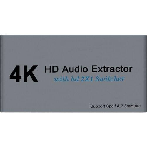 2 Port HDMI Switch Box 2 in 1 out HDMI Switcher Optical Toslink L/R Audio Extractor Support 4K for PS4 Xbox One Blu-ray DVD