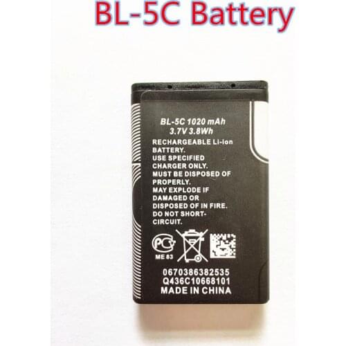1020mAh BL-5C BL5C BL 5C Replacement Battery For Nokia 1208 1209 1255 1280 1315 1600 1616 1650 6267 E60 N70 N71 N72 1108
