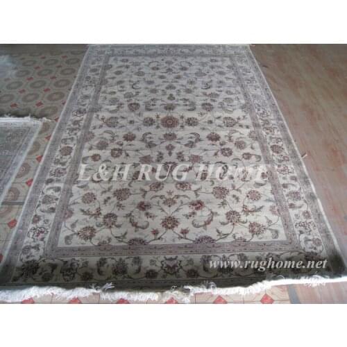 Free shipping 6'X9' 180Line Hand-knotted Wool Oriental Persian carpet handmade carpet, wool field and silk flower