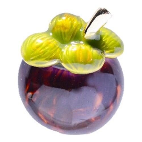 Blucome Delicious Mangosteen Brooches For Women Men Collar Pin Unisex Summer Shirt Dress Fruits Brooch Pins Gifts