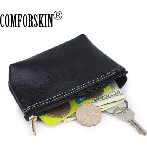 COMFORSKIN New Arrivals 100% Genuine Leather Key Wallet Multi-function Housekeeper High Quality Zipper Purse Key Chain Hot Sale