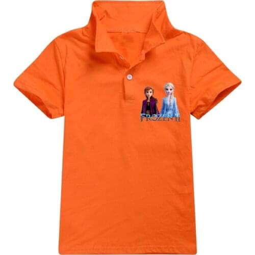 Disney Frozen Kids Turn-down Collar T-shirt Elsa Anna Printing Clothes Tops Anime Figures Clothing Boys Girls Toddler Infant Tee