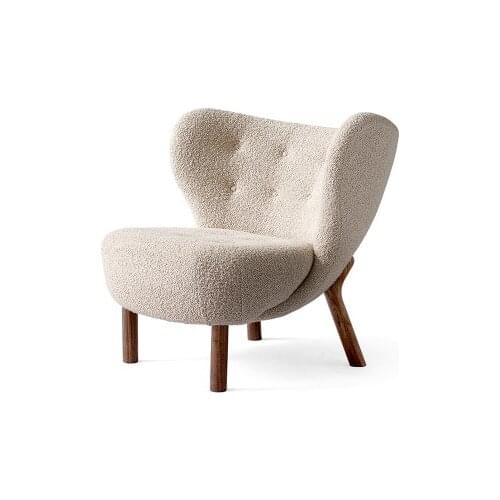 Chinafurniture Goleman modern Nordic Petra lounge chair retro British style solid wood foot woolen lamb sofa chair