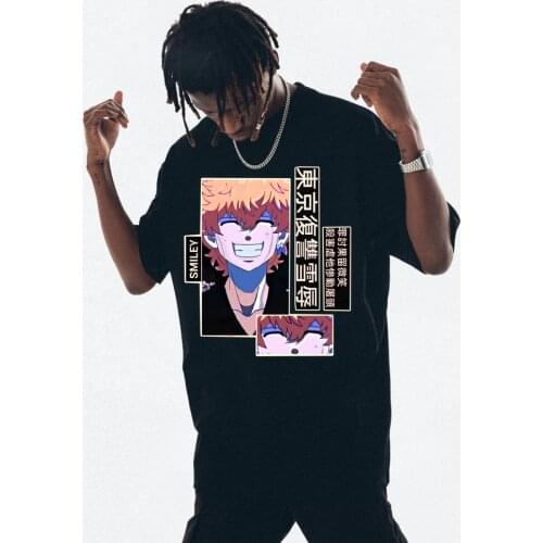 Kawata Nahoya Short Sleeve Tokyo Revengers T-Shirt Men Women Cotton Harajuku Anime Smiley Men Woemn Round Neck T-shirt