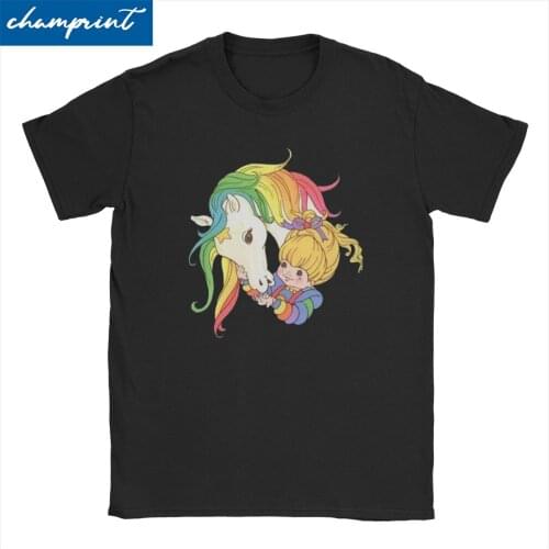 Rainbow Brite Unicorn T Shirts Men Womens Cotton 2021 Fashion T-Shirt 80s Retro Cartoon Tee Shirt Short Sleeve Tops Summer